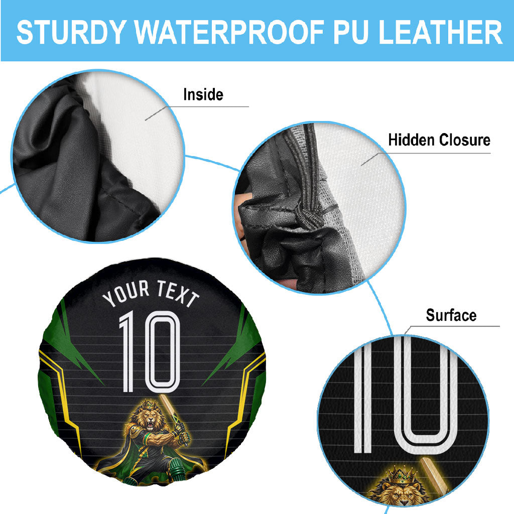 Personalized Jamaica Cricket Lion Mascot Spare Tire Cover Kingsmen Royal King Batsman Sport