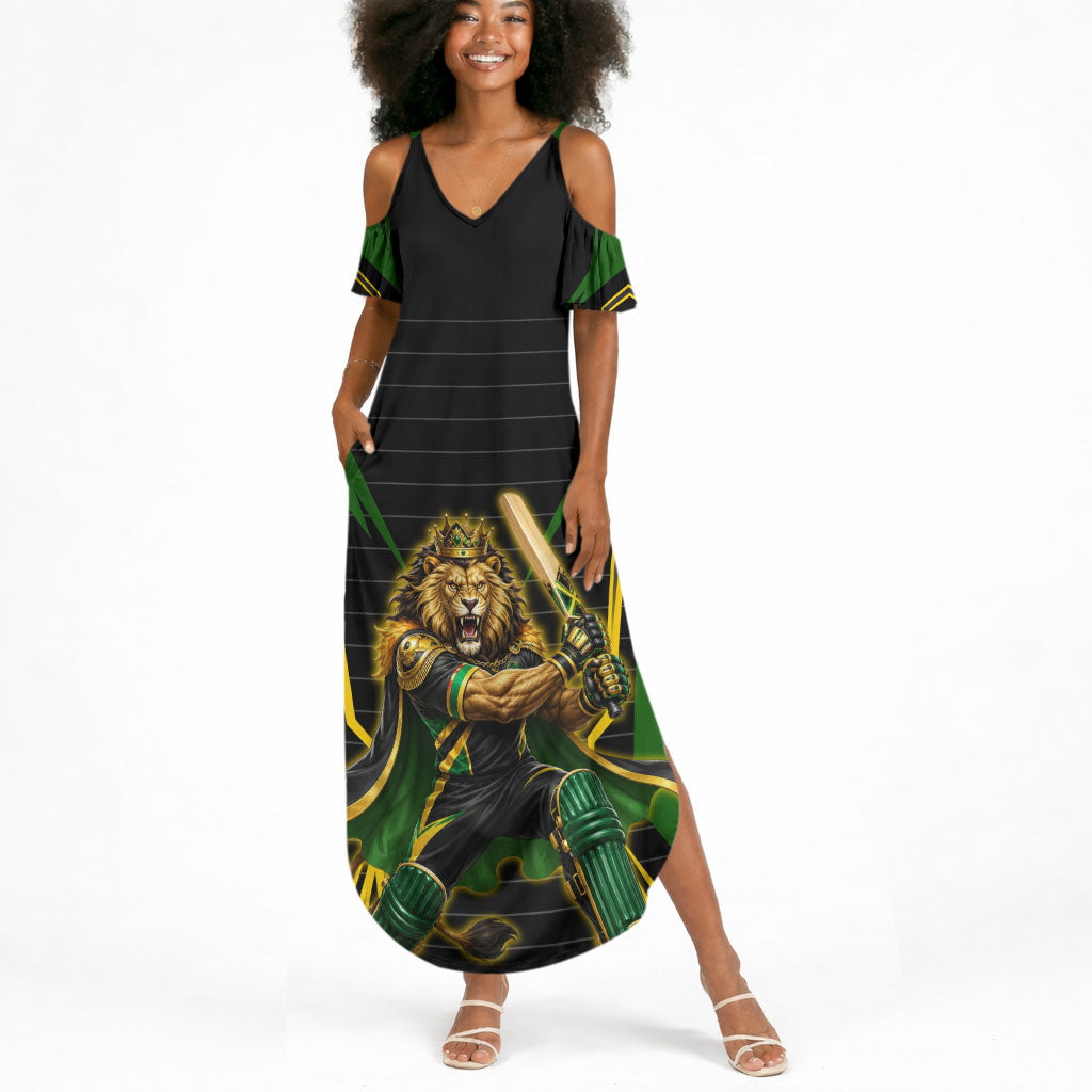 Personalized Jamaica Cricket Lion Mascot Summer Maxi Dress Kingsmen Royal King Batsman Sport