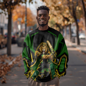 Personalized Jamaica Cricket Lion Mascot Sweatshirt Kingsmen Royal King Batsman Sport