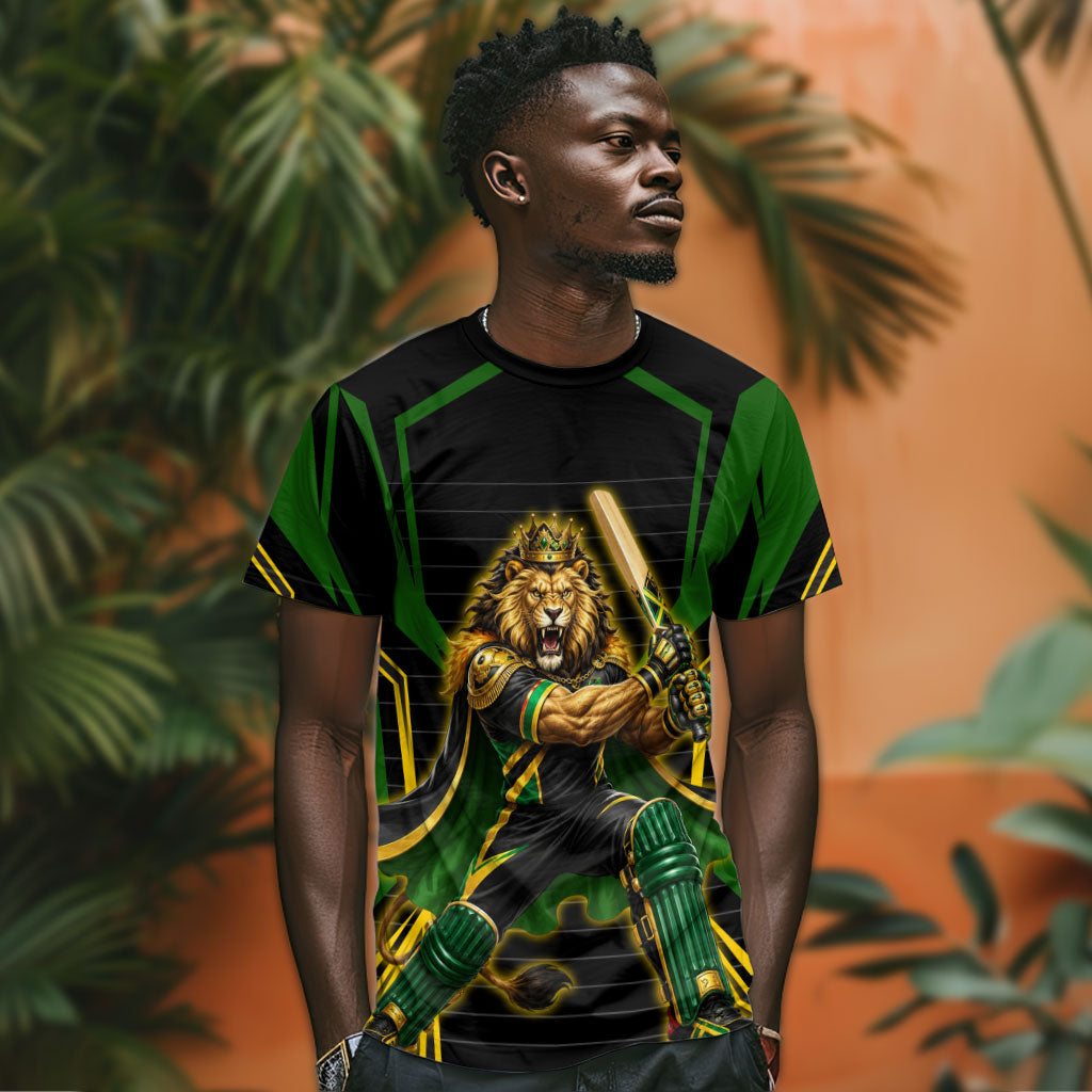 Personalized Jamaica Cricket Lion Mascot T shirt Kingsmen Royal King Batsman Sport