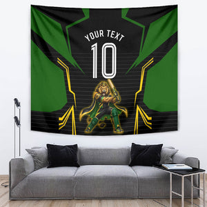 Personalized Jamaica Cricket Lion Mascot Tapestry Kingsmen Royal King Batsman Sport