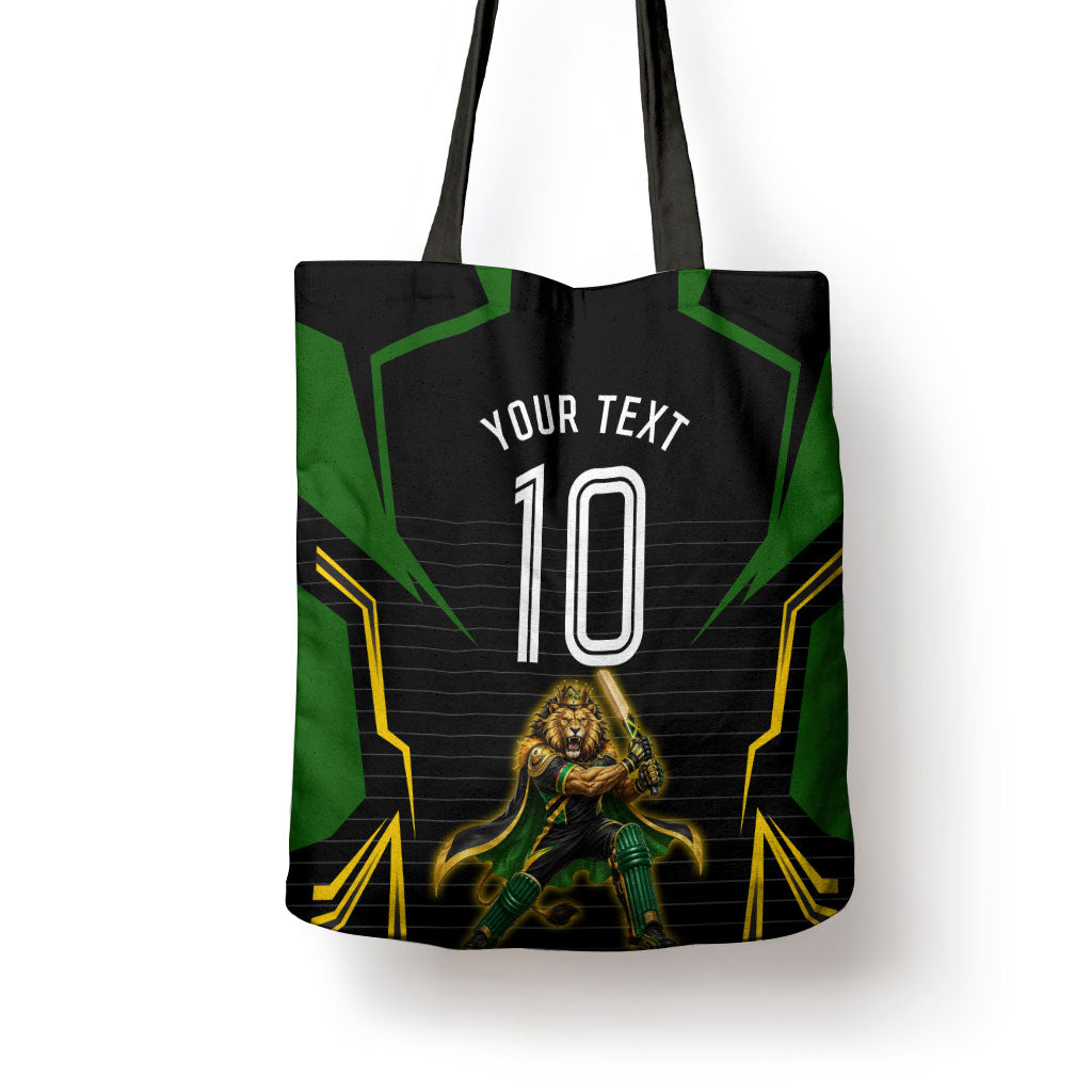 Personalized Jamaica Cricket Lion Mascot Tote Bag Kingsmen Royal King Batsman Sport