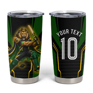 Personalized Jamaica Cricket Lion Mascot Tumbler Cup Kingsmen Royal King Batsman Sport