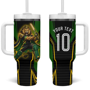 Personalized Jamaica Cricket Lion Mascot Tumbler With Handle Kingsmen Royal King Batsman Sport
