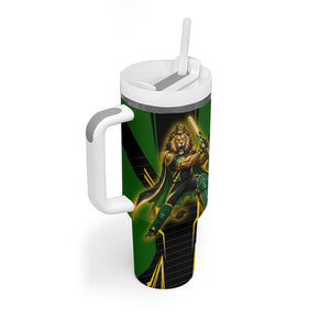 Personalized Jamaica Cricket Lion Mascot Tumbler With Handle Kingsmen Royal King Batsman Sport