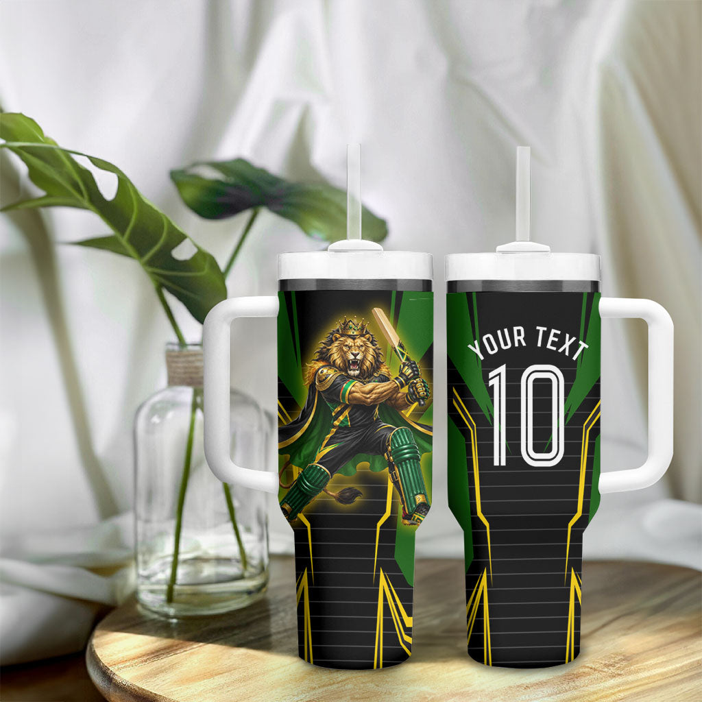 Personalized Jamaica Cricket Lion Mascot Tumbler With Handle Kingsmen Royal King Batsman Sport