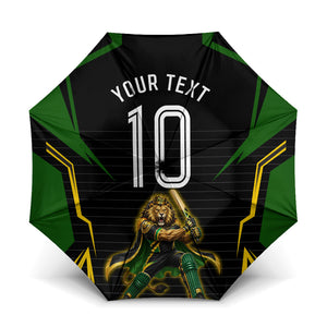 Personalized Jamaica Cricket Lion Mascot Umbrella Kingsmen Royal King Batsman Sport