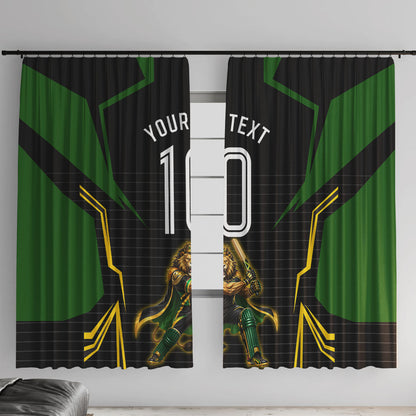 Personalized Jamaica Cricket Lion Mascot Window Curtain Kingsmen Royal King Batsman Sport