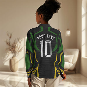 Personalized Jamaica Cricket Lion Mascot Women Casual Shirt Kingsmen Royal King Batsman Sport