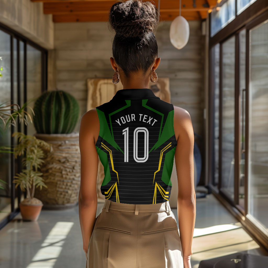Personalized Jamaica Cricket Lion Mascot Women Sleeveless Polo Shirt Kingsmen Royal King Batsman Sport