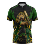 Personalized Jamaica Cricket Lion Mascot Zipper Polo Shirt Kingsmen Royal King Batsman Sport