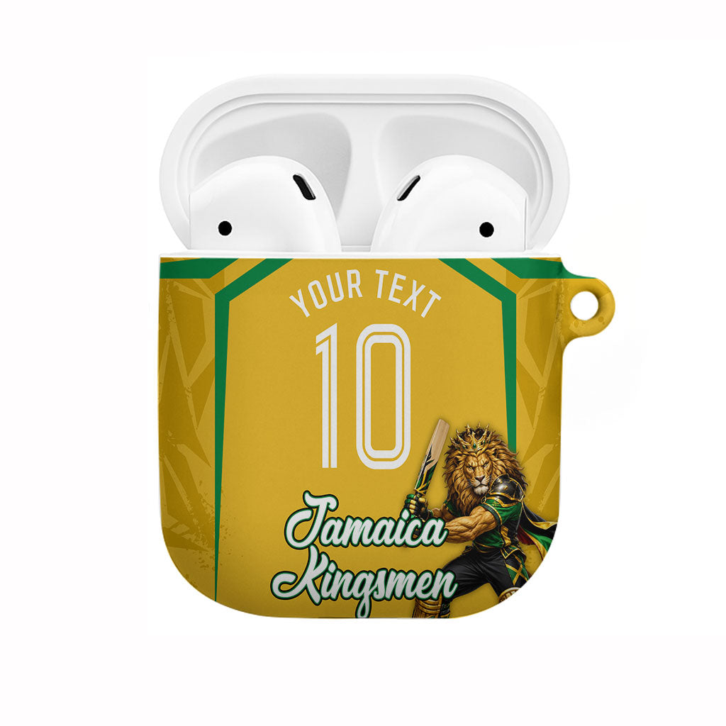 Personalized Jamaica Kingsmen Cricket Lion AirPods Case Royal King Batsman Sports Graphic Art