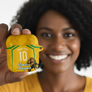Personalized Jamaica Kingsmen Cricket Lion AirPods Case Royal King Batsman Sports Graphic Art