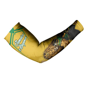 Personalized Jamaica Kingsmen Cricket Lion Arm Sleeves Royal King Batsman Sports Graphic Art