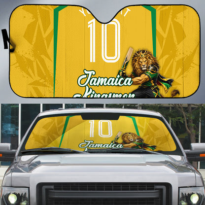 Personalized Jamaica Kingsmen Cricket Lion Auto Sun Shade Royal King Batsman Sports Graphic Art