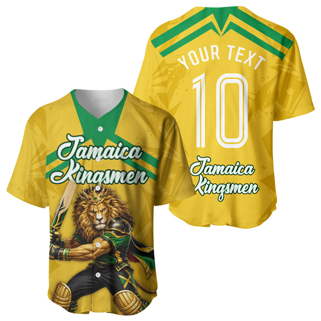 Personalized Jamaica Kingsmen Cricket Lion Baseball Jersey Royal King Batsman Sports Graphic Art