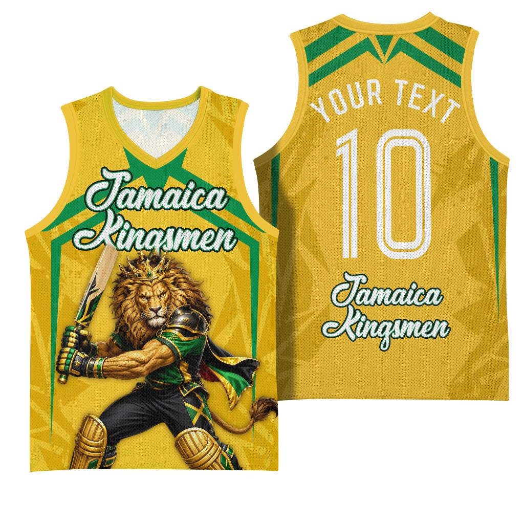 Personalized Jamaica Kingsmen Cricket Lion Basketball Jersey Royal King Batsman Sports Graphic Art
