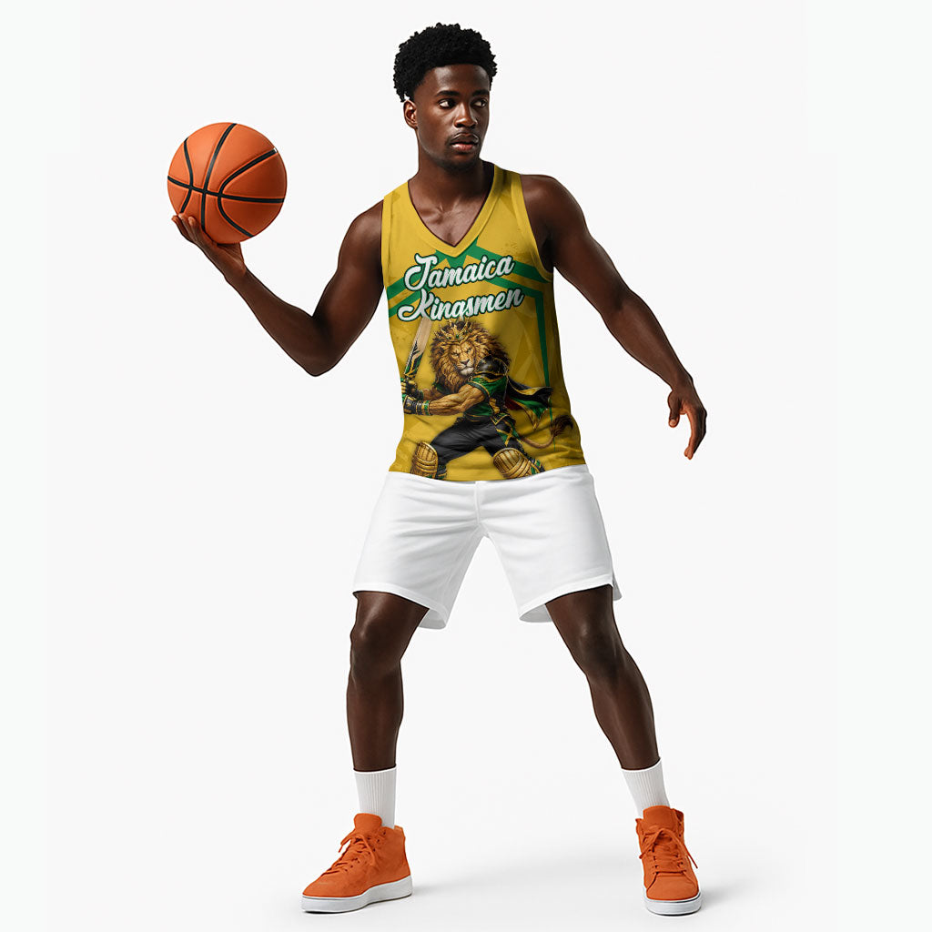 Personalized Jamaica Kingsmen Cricket Lion Basketball Jersey Royal King Batsman Sports Graphic Art
