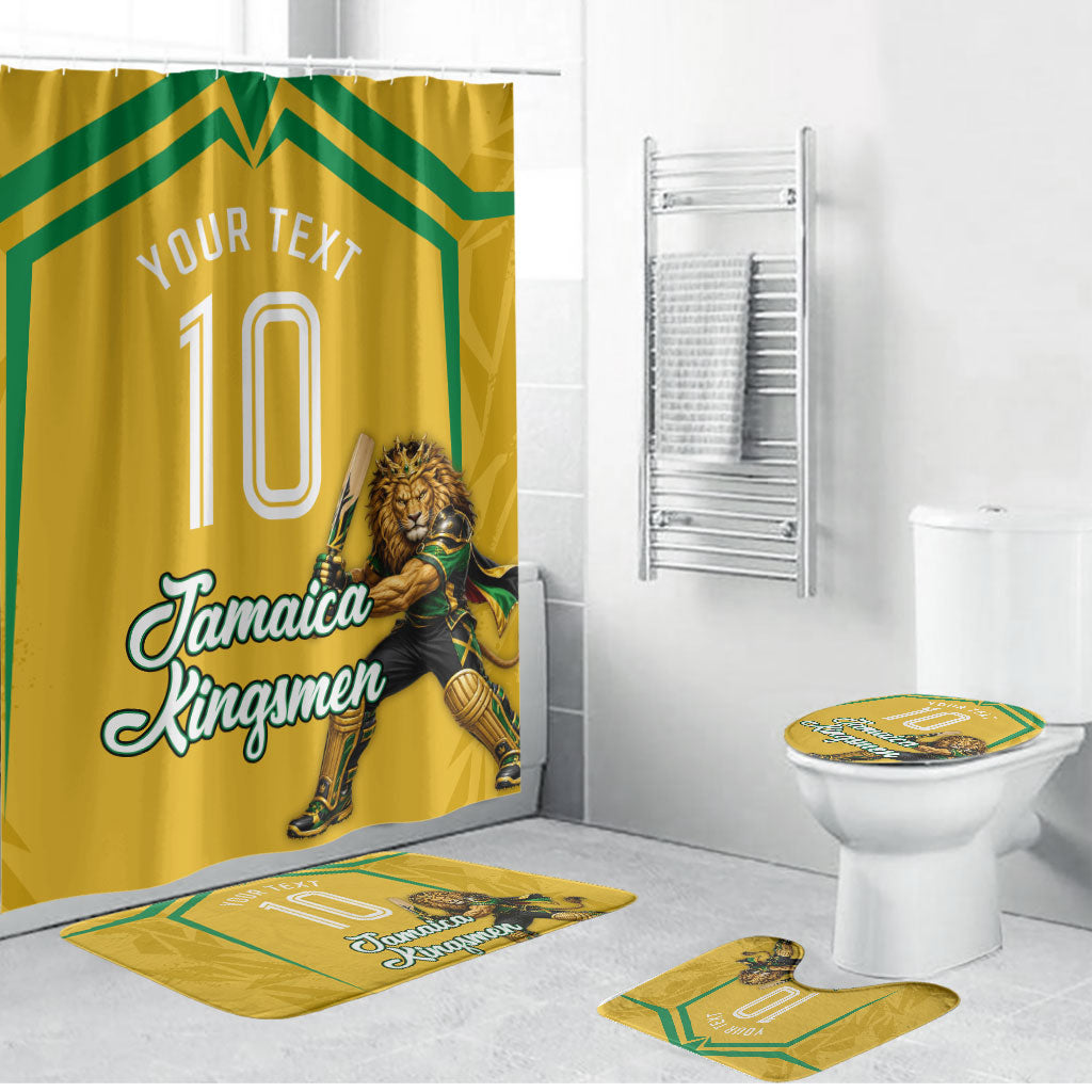 Personalized Jamaica Kingsmen Cricket Lion Bathroom Set Royal King Batsman Sports Graphic Art
