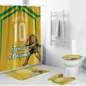 Personalized Jamaica Kingsmen Cricket Lion Bathroom Set Royal King Batsman Sports Graphic Art