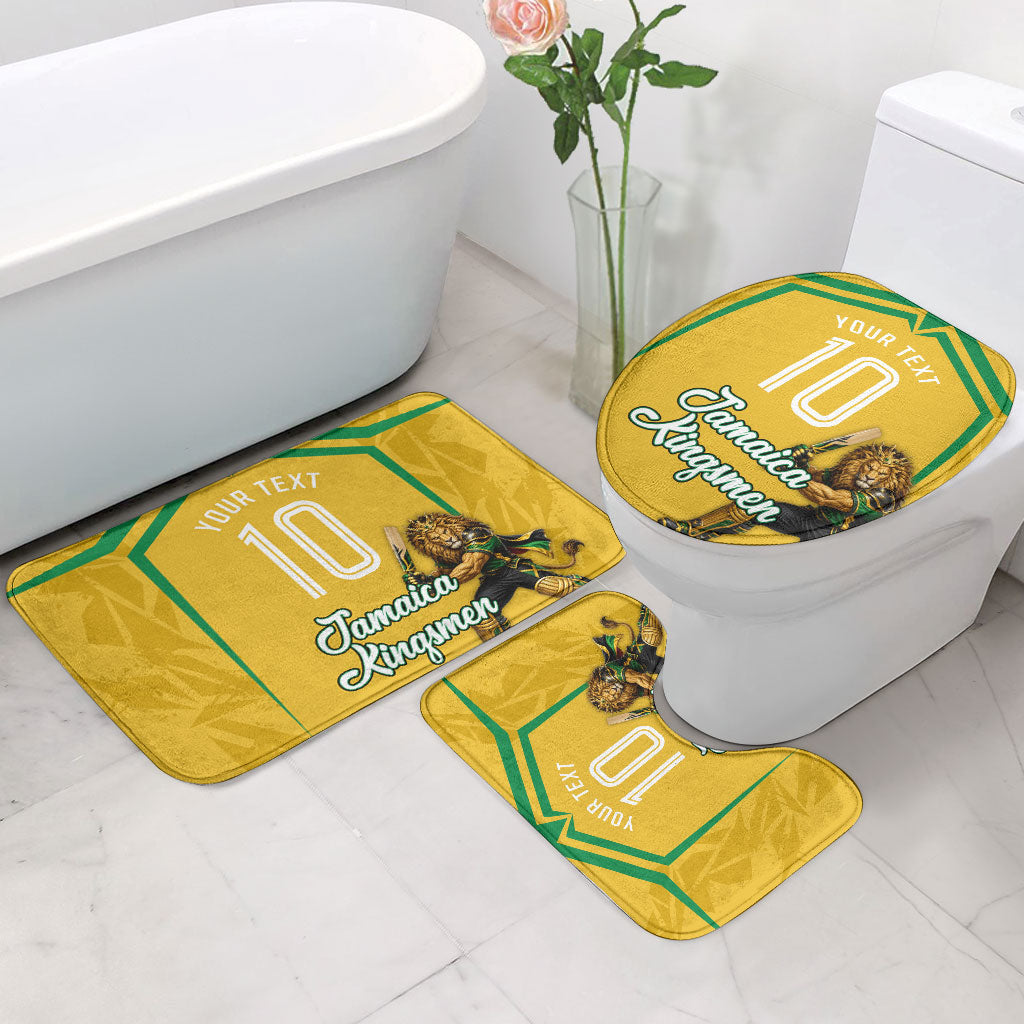 Personalized Jamaica Kingsmen Cricket Lion Bathroom Set Royal King Batsman Sports Graphic Art
