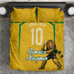 Personalized Jamaica Kingsmen Cricket Lion Bedding Set Royal King Batsman Sports Graphic Art