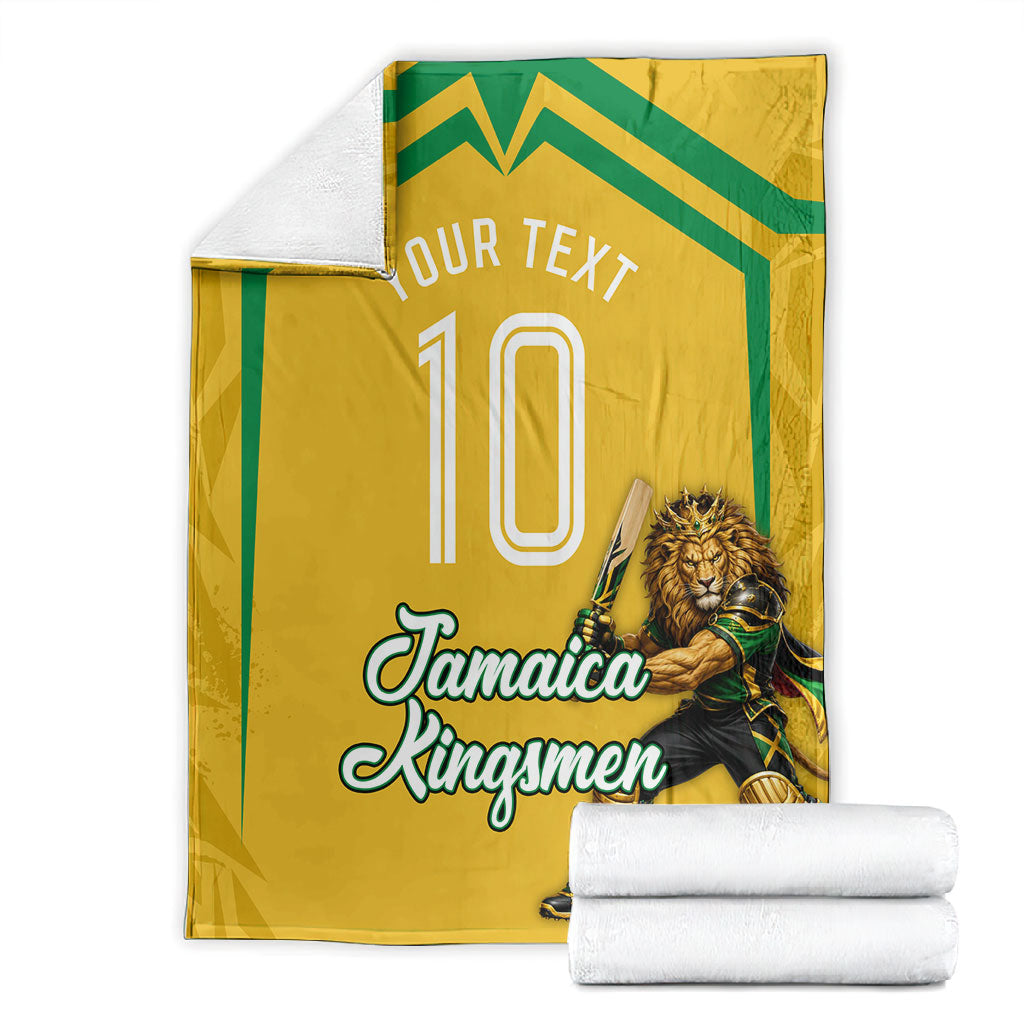 Personalized Jamaica Kingsmen Cricket Lion Blanket Royal King Batsman Sports Graphic Art