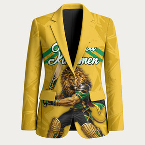 Personalized Jamaica Kingsmen Cricket Lion Blazer Royal King Batsman Sports Graphic Art