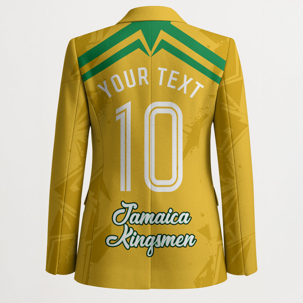Personalized Jamaica Kingsmen Cricket Lion Blazer Royal King Batsman Sports Graphic Art
