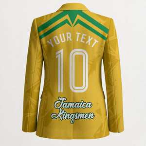 Personalized Jamaica Kingsmen Cricket Lion Blazer Royal King Batsman Sports Graphic Art