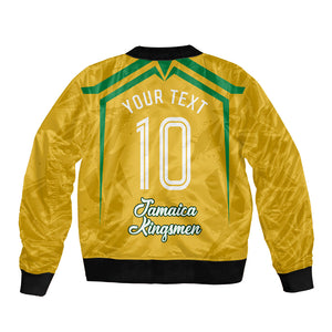 Personalized Jamaica Kingsmen Cricket Lion Bomber Jacket Royal King Batsman Sports Graphic Art