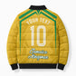 Personalized Jamaica Kingsmen Cricket Lion Bomber Puffer Jacket Royal King Batsman Sports Graphic Art