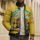 Personalized Jamaica Kingsmen Cricket Lion Bomber Puffer Jacket Royal King Batsman Sports Graphic Art