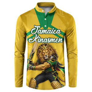 Personalized Jamaica Kingsmen Cricket Lion Button Sweatshirt Royal King Batsman Sports Graphic Art