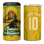 Personalized Jamaica Kingsmen Cricket Lion 4 in 1 Can Cooler Tumbler Royal King Batsman Sports Graphic Art