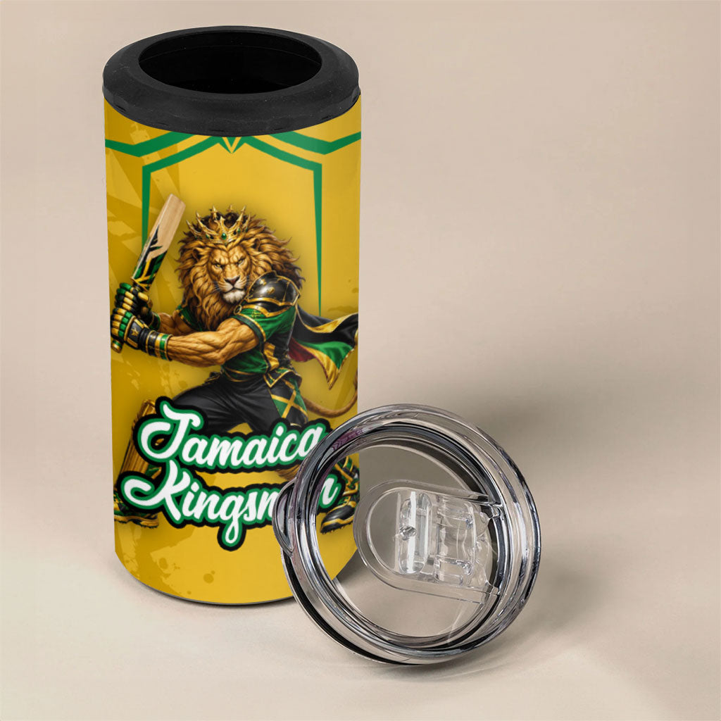 Personalized Jamaica Kingsmen Cricket Lion 4 in 1 Can Cooler Tumbler Royal King Batsman Sports Graphic Art
