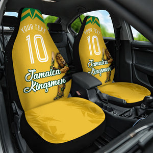 Personalized Jamaica Kingsmen Cricket Lion Car Seat Cover Royal King Batsman Sports Graphic Art
