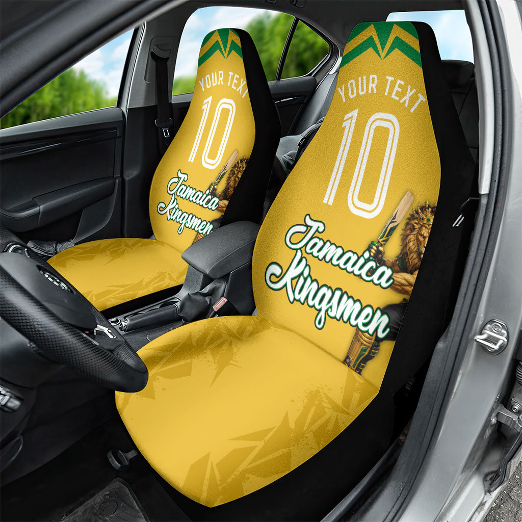 Personalized Jamaica Kingsmen Cricket Lion Car Seat Cover Royal King Batsman Sports Graphic Art