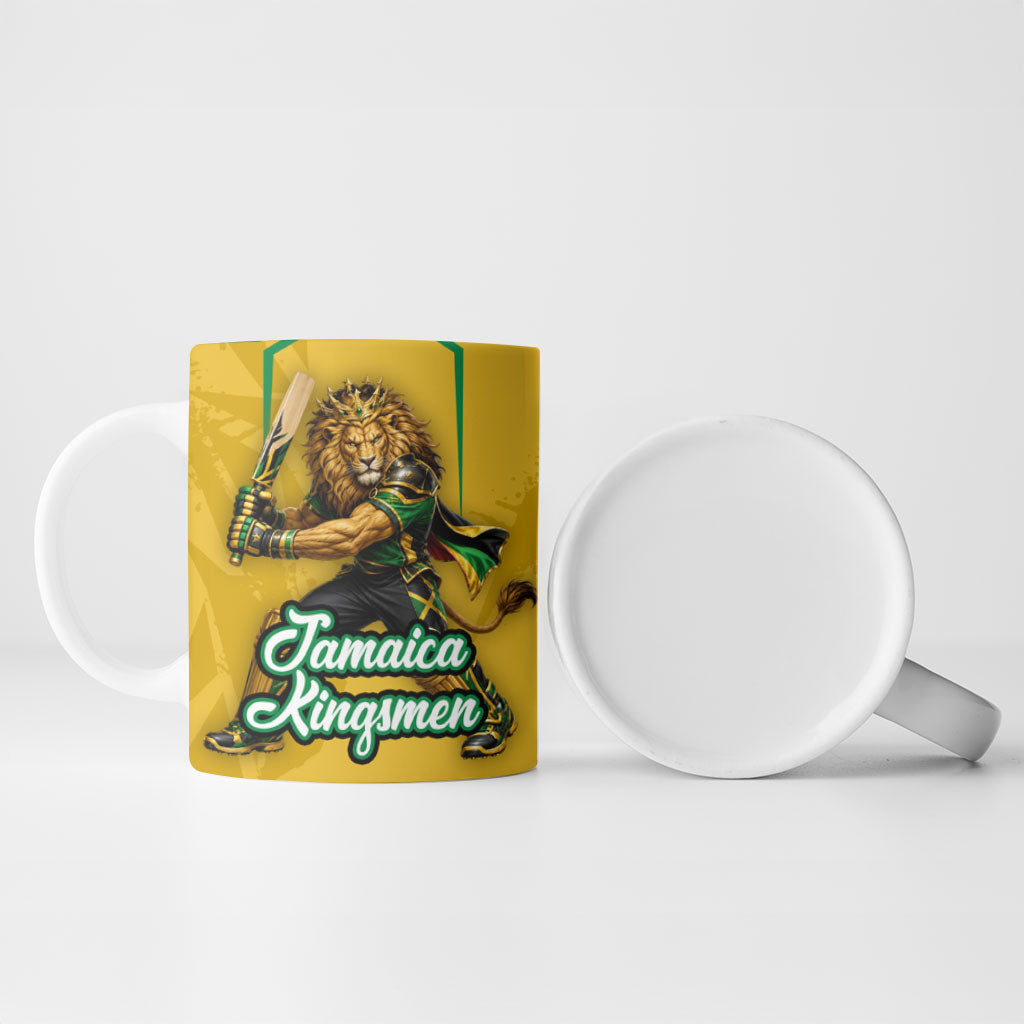Personalized Jamaica Kingsmen Cricket Lion Ceramic Mug Royal King Batsman Sports Graphic Art