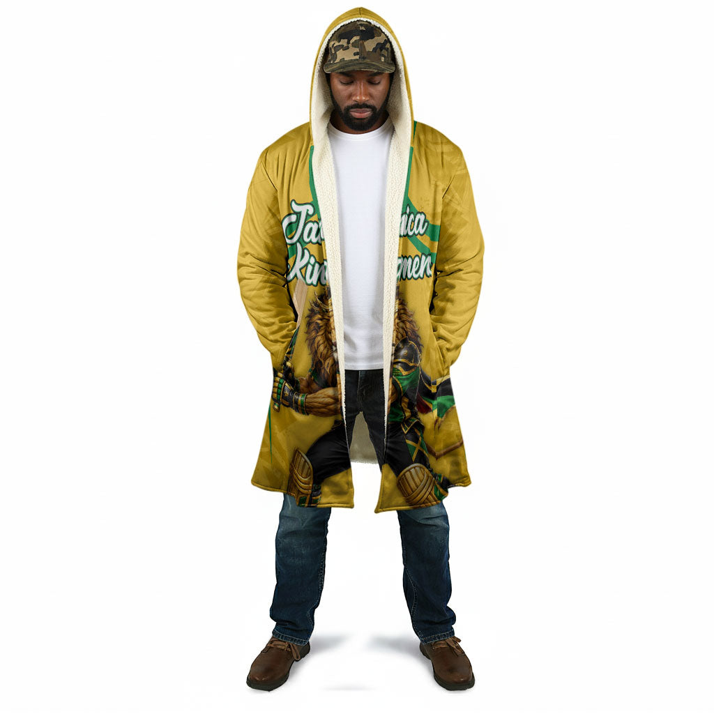 Personalized Jamaica Kingsmen Cricket Lion Cloak Royal King Batsman Sports Graphic Art