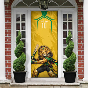 Personalized Jamaica Kingsmen Cricket Lion Door Cover Royal King Batsman Sports Graphic Art