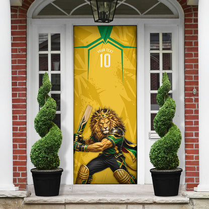 Personalized Jamaica Kingsmen Cricket Lion Door Cover Royal King Batsman Sports Graphic Art