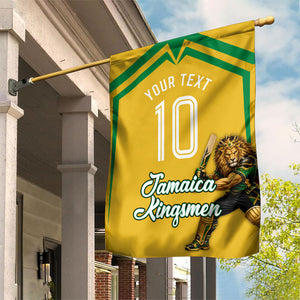 Personalized Jamaica Kingsmen Cricket Lion Garden Flag Royal King Batsman Sports Graphic Art