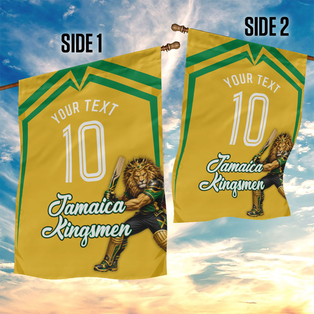 Personalized Jamaica Kingsmen Cricket Lion Garden Flag Royal King Batsman Sports Graphic Art
