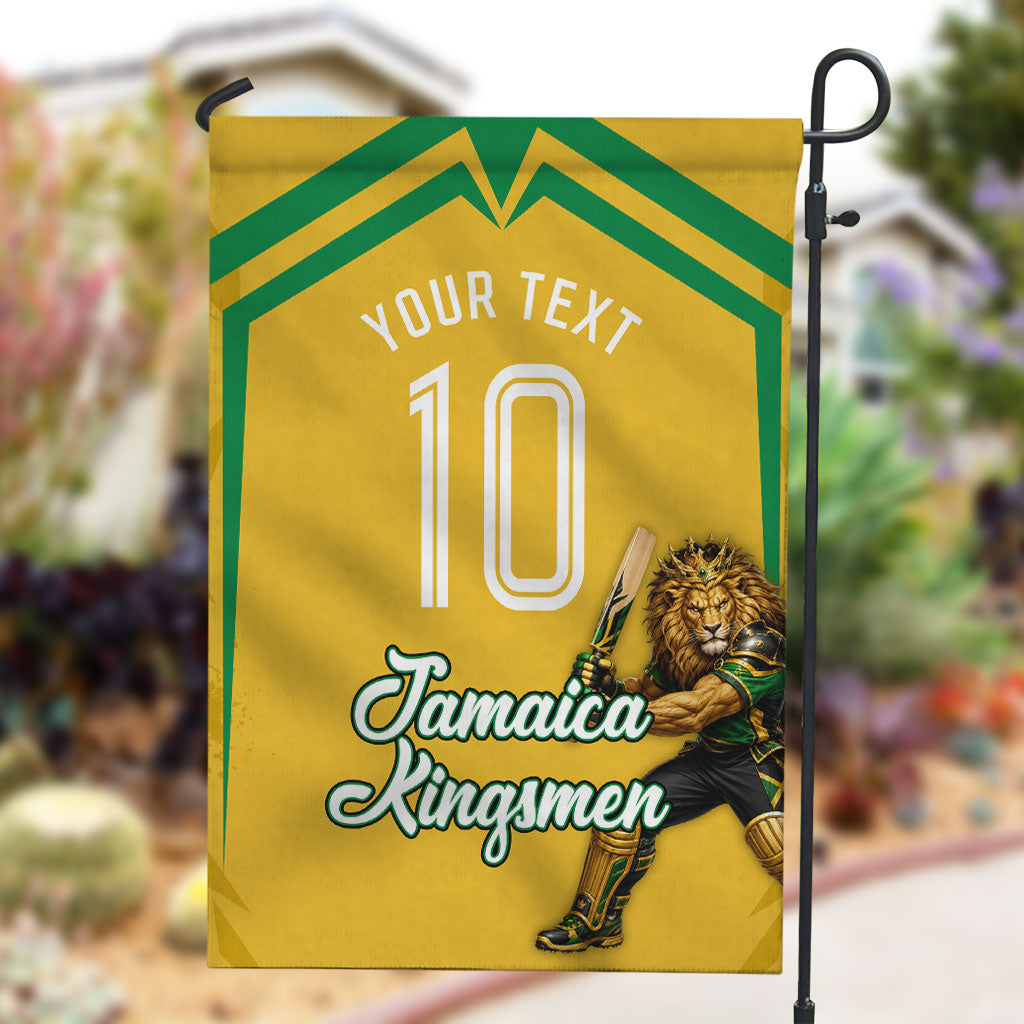 Personalized Jamaica Kingsmen Cricket Lion Garden Flag Royal King Batsman Sports Graphic Art