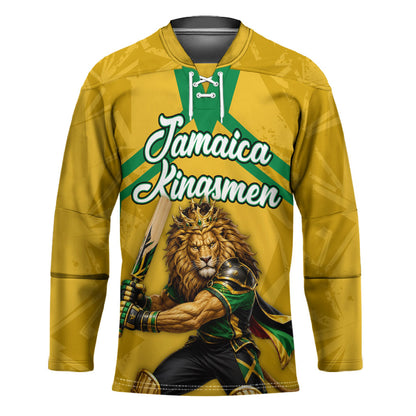 Personalized Jamaica Kingsmen Cricket Lion Hockey Jersey Royal King Batsman Sports Graphic Art