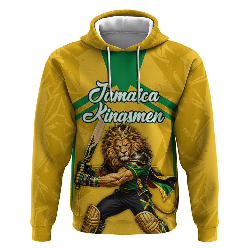 Personalized Jamaica Kingsmen Cricket Lion Hoodie Royal King Batsman Sports Graphic Art