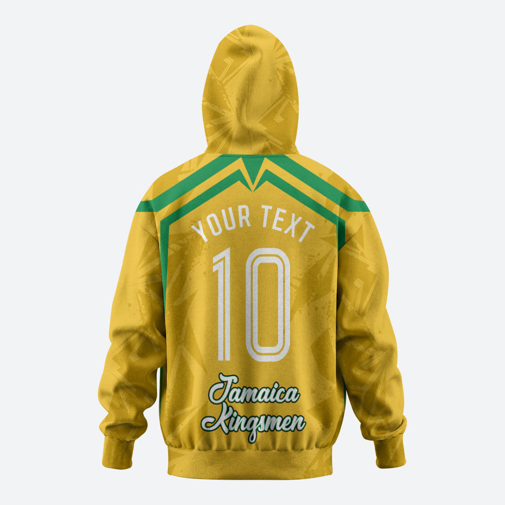 Personalized Jamaica Kingsmen Cricket Lion Hoodie Royal King Batsman Sports Graphic Art