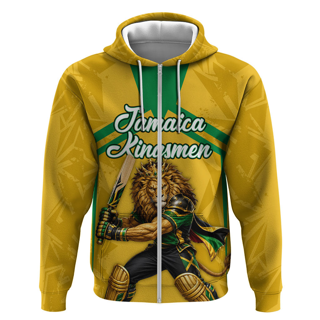Personalized Jamaica Kingsmen Cricket Lion Hoodie Royal King Batsman Sports Graphic Art