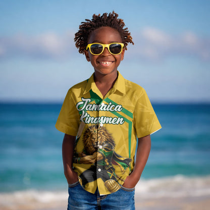 Personalized Jamaica Kingsmen Cricket Lion Kid Hawaiian Shirt Royal King Batsman Sports Graphic Art